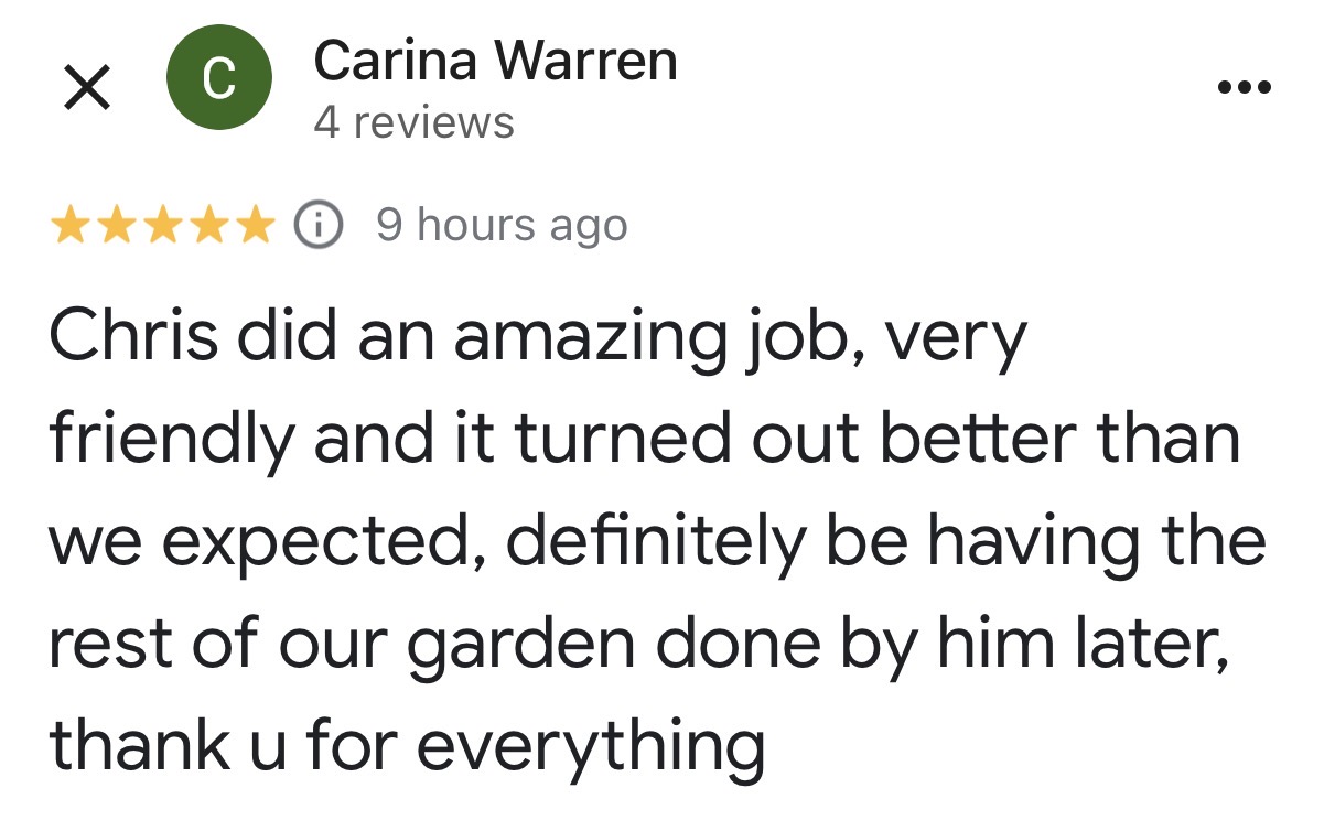 Five-star Google customer review 14