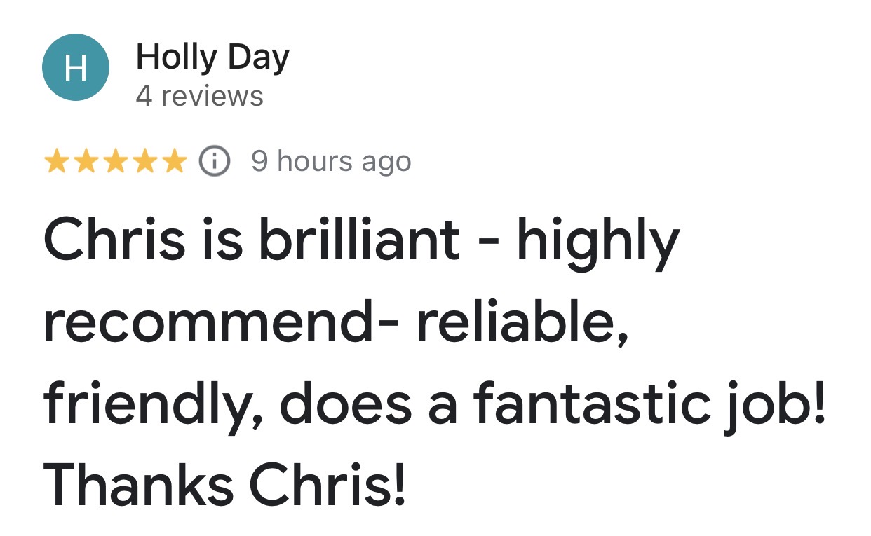 Five-star Google customer review from Holly Day