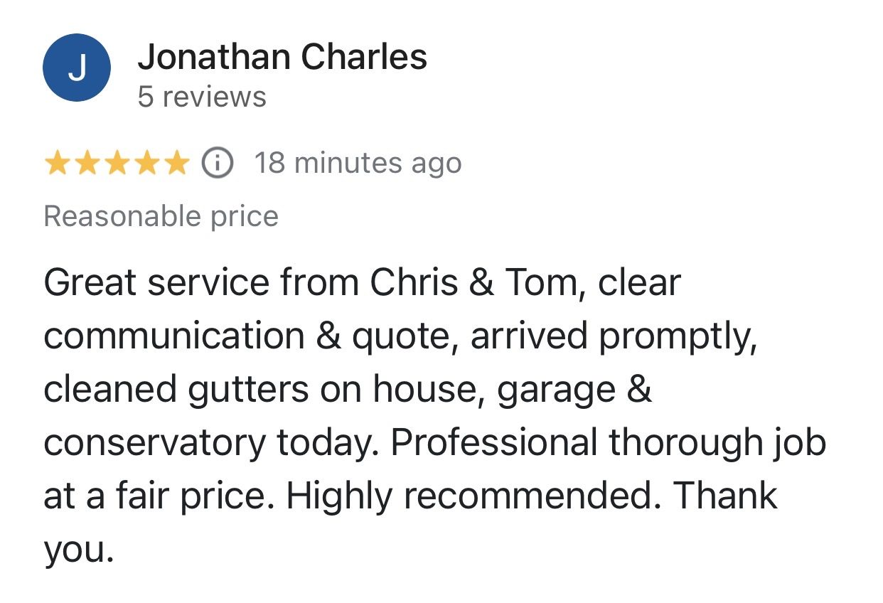 Five-star Google customer review from Jonathan Charles