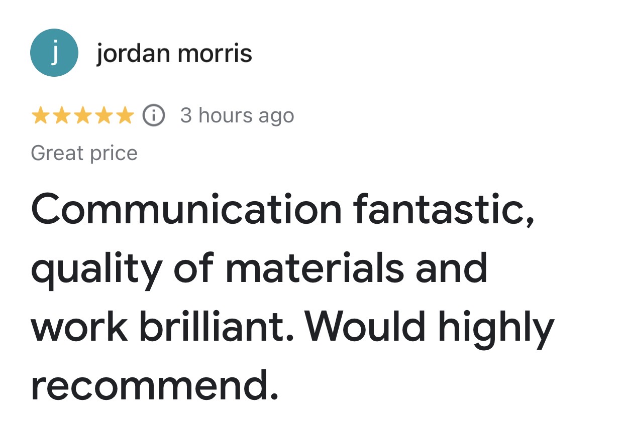 Five-star Google customer review from Jordan Morris