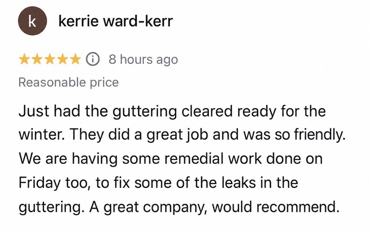 Five-star Google customer review from Kerrie Ward-Kerr