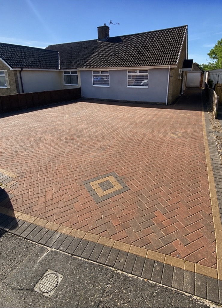 Restored block paving driveway