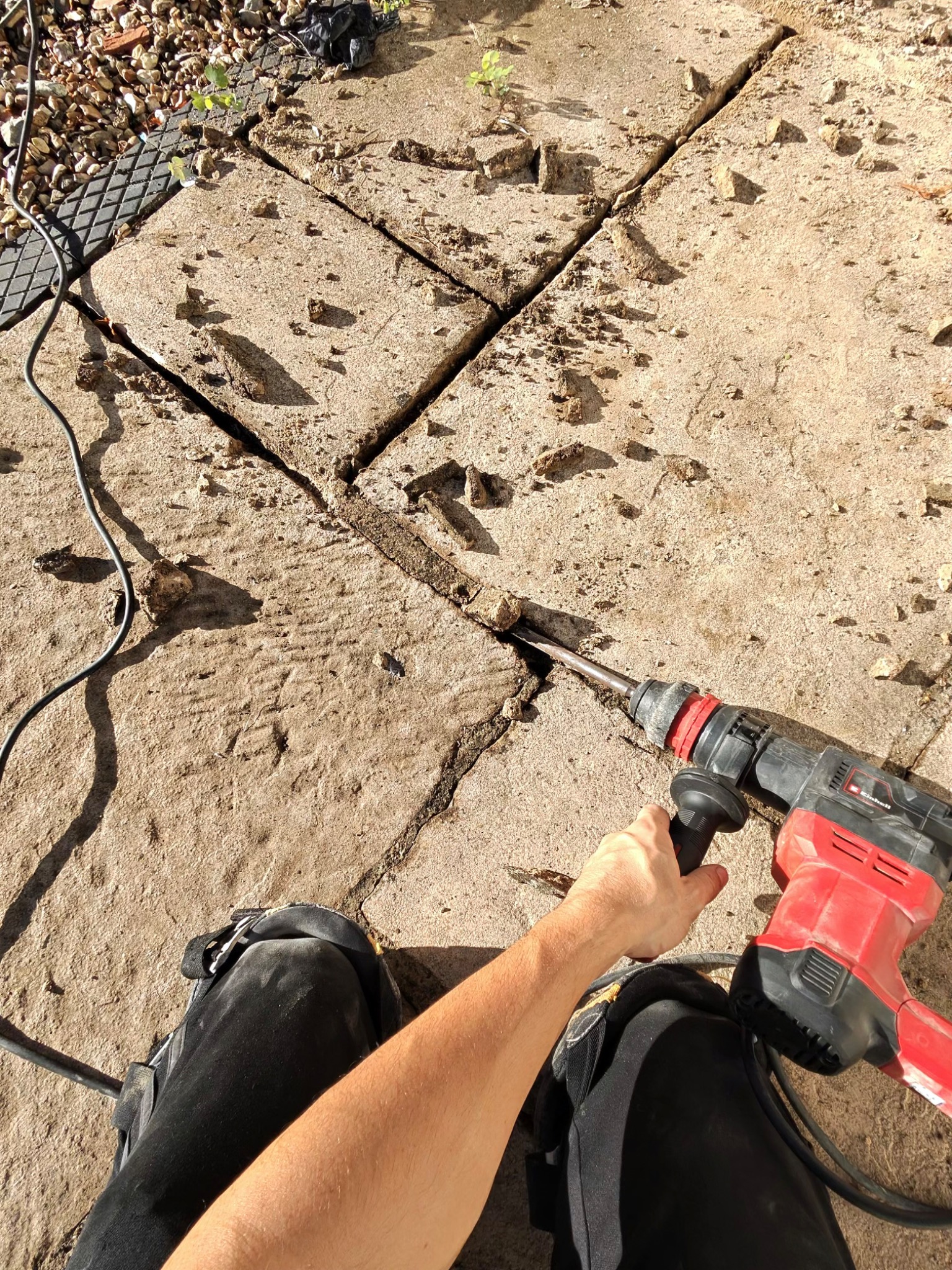 Patio restoration preparation work