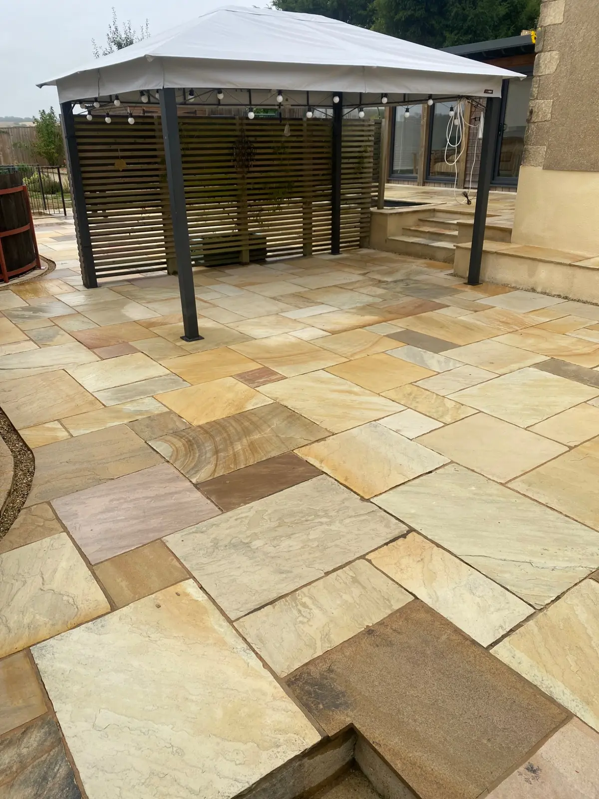Large restored sandstone patio