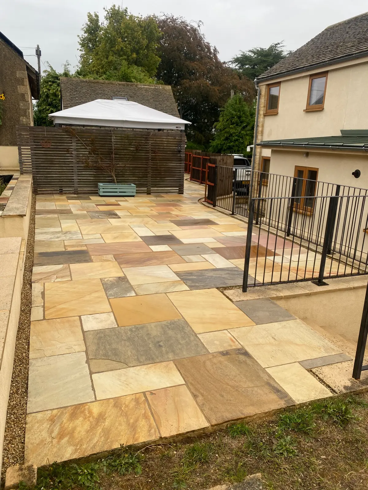 Restored Indian sandstone patio and garden area