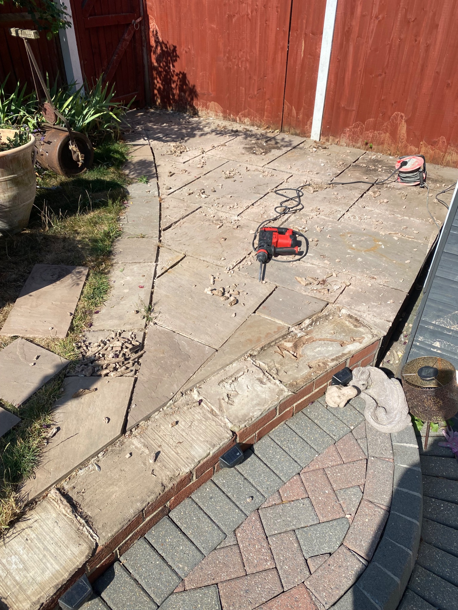 Patio restoration preparation work