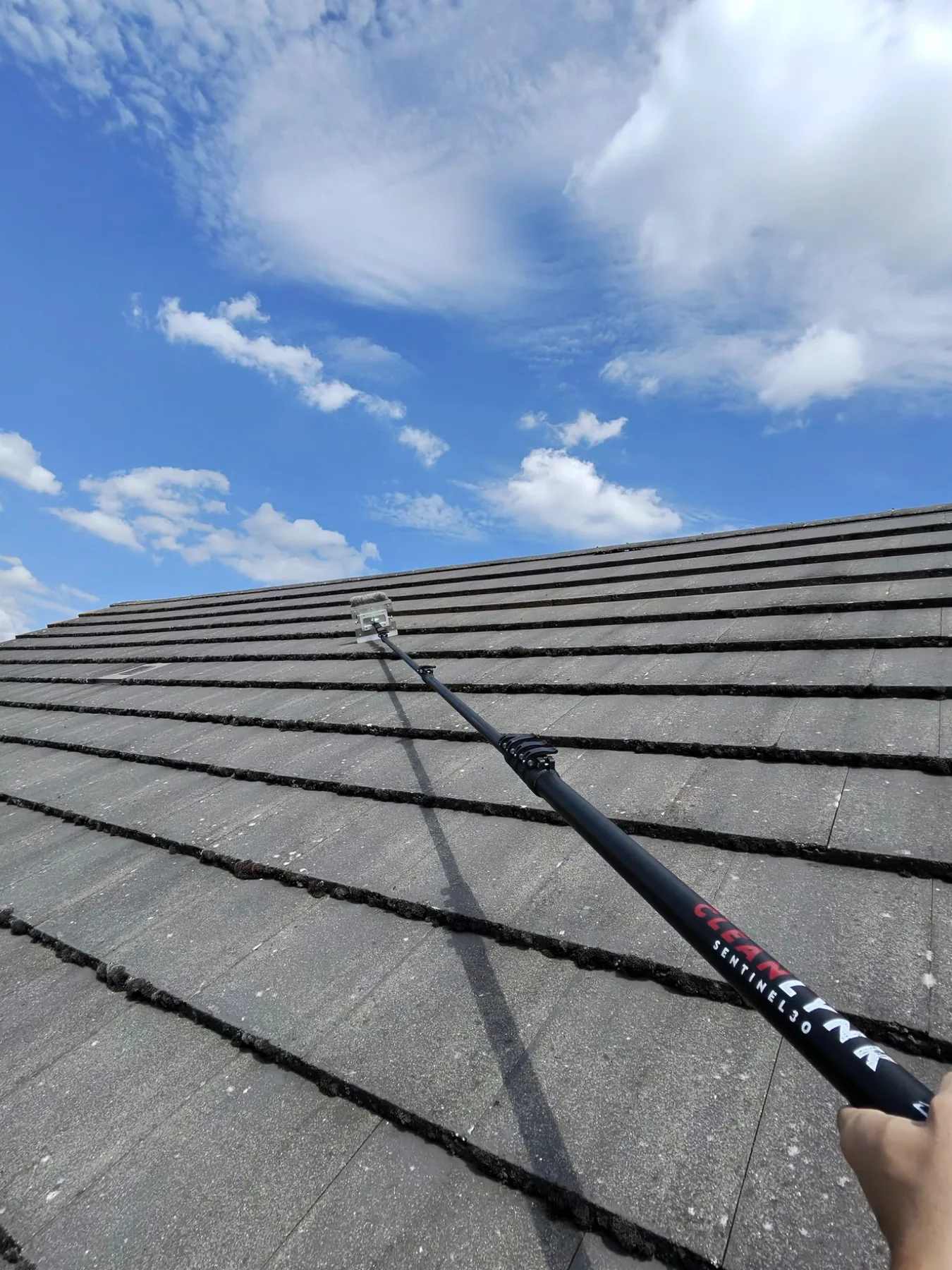 Professional roof cleaning and gutter clearance work